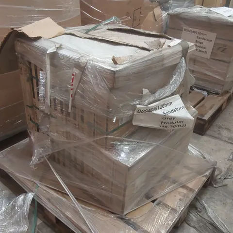 PALLET CONTAINING APPROXIMATELY 45x SANDSTONE GREY MODULAR TILES