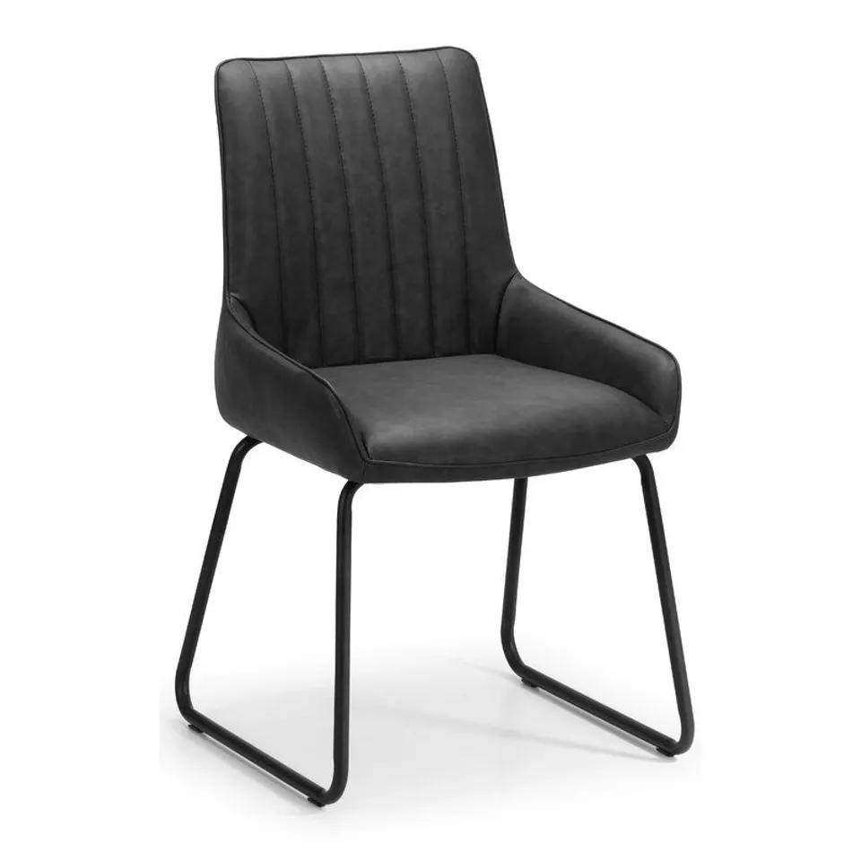 BOXED PAIR OF MOSELEY UPHOLSTERED DINING CHAIRS ANTIQUE BLACK