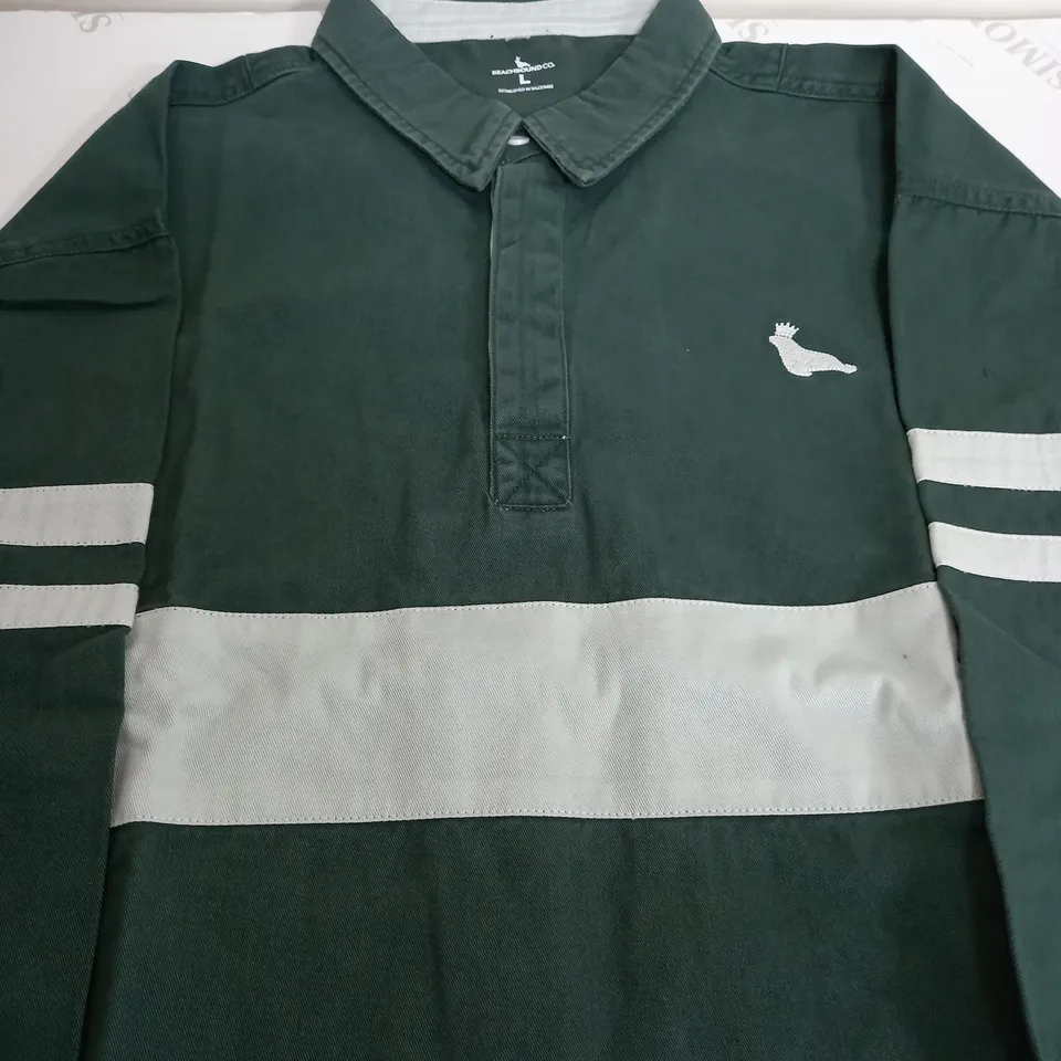 BEACHBOUND OVERSIZED LONG SLEEVE SHIRT IN KHAKI AND WHITE STRIPES - LARGE