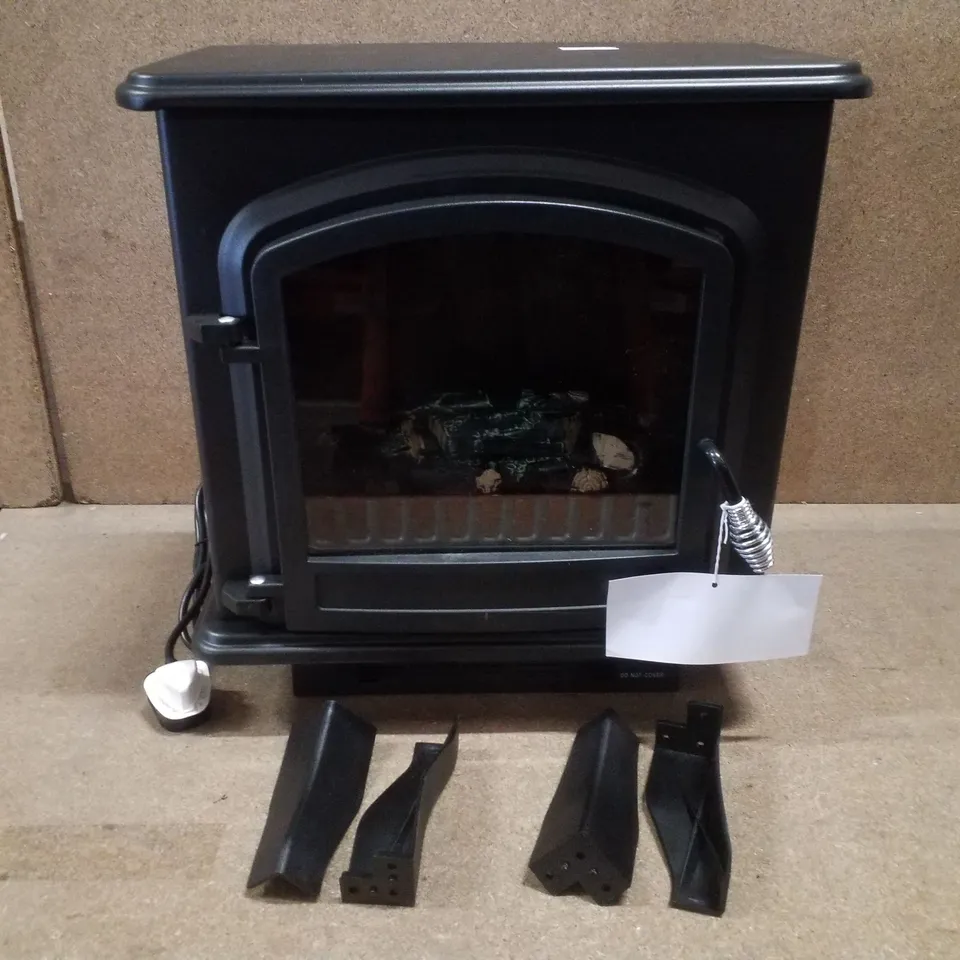 BOXED COLMAN ELECTRIC STOVE 1.8KW MATT BLACK LOG BED