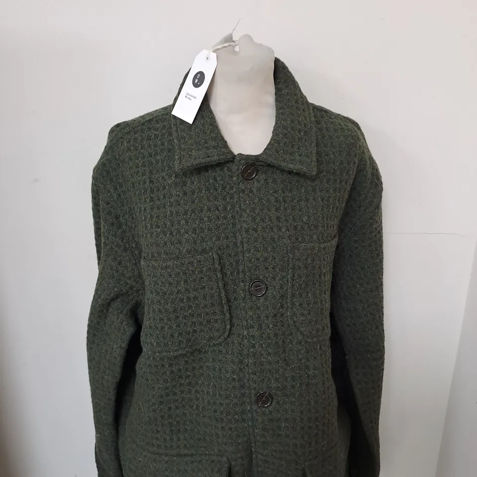 UNIVERSAL WORKS OLIVE CHECK LABOUR JACKET SIZE XL