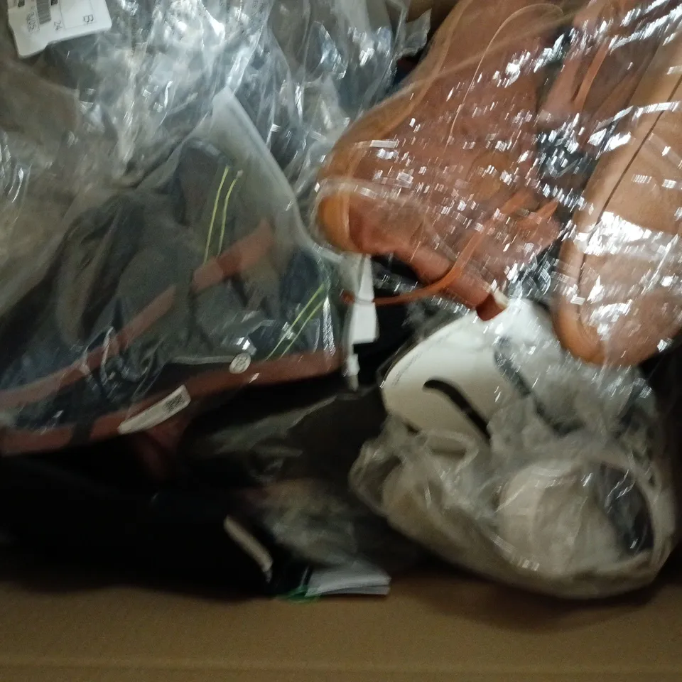 BOX OF APPROXIMATELY 15 ASSORTED PAIRS OF SHOES AND FOOTWEAR ITEMS IN VARIOUS COLOURS, STYLES, AND SIZES - COLLECTION ONLY