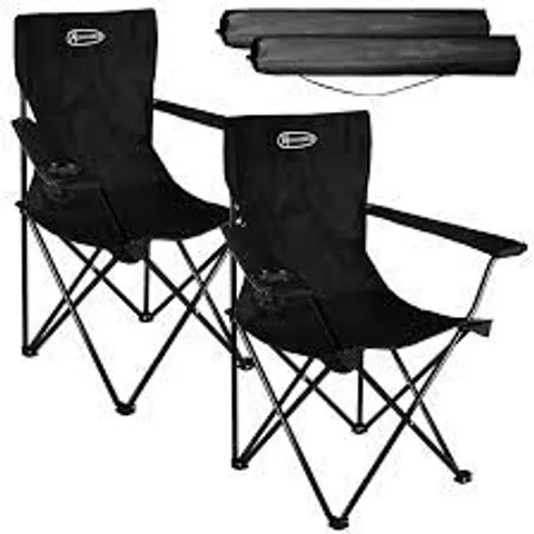 BOXED SET OF 2 ACTIVE FOREVER FOLDING CAMPING CHAIRS WITH CUP HOLDER - BLACK