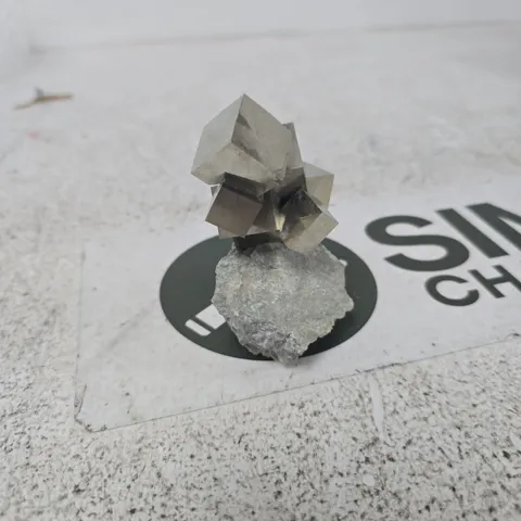 MINERAL SPECIMEN WITH CUBIC METALLIC CRYSTALS ON ROCK MATRIX SUSPECTED PYRITE