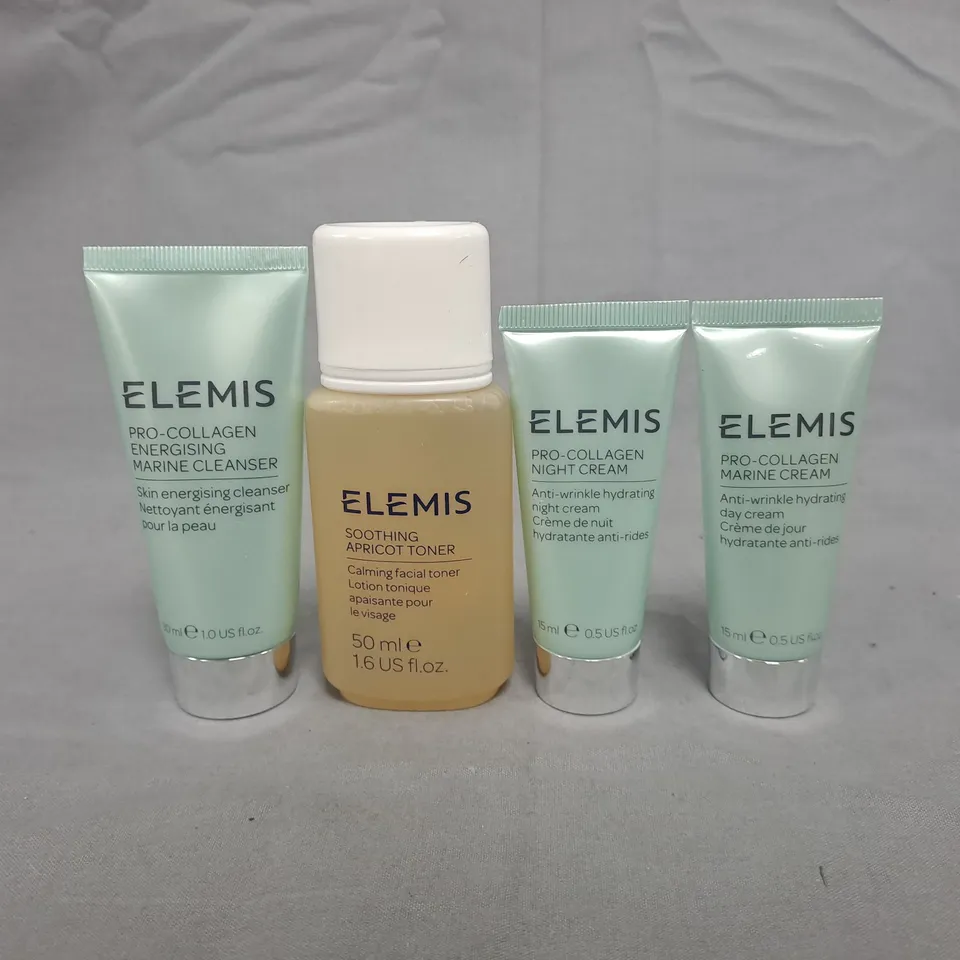 ELEMIS PRO-COLLAGEN SKINCARE SET – ENERGISING MARINE CLEANSER, SOOTHING APRICOT TONER, NIGHT CREAM & MARINE CREAM