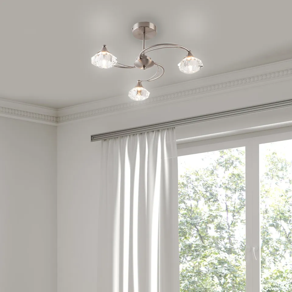 BOXED NARRON 3 LIGHT 46CM SEMI FLUSH MOUNT FIXTURE