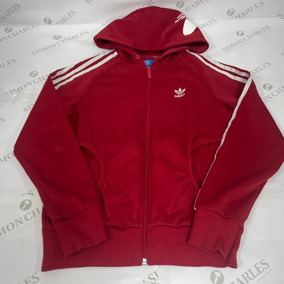 ADIDAS ZIP THROUGH HOODIE IN RED SIZE 10