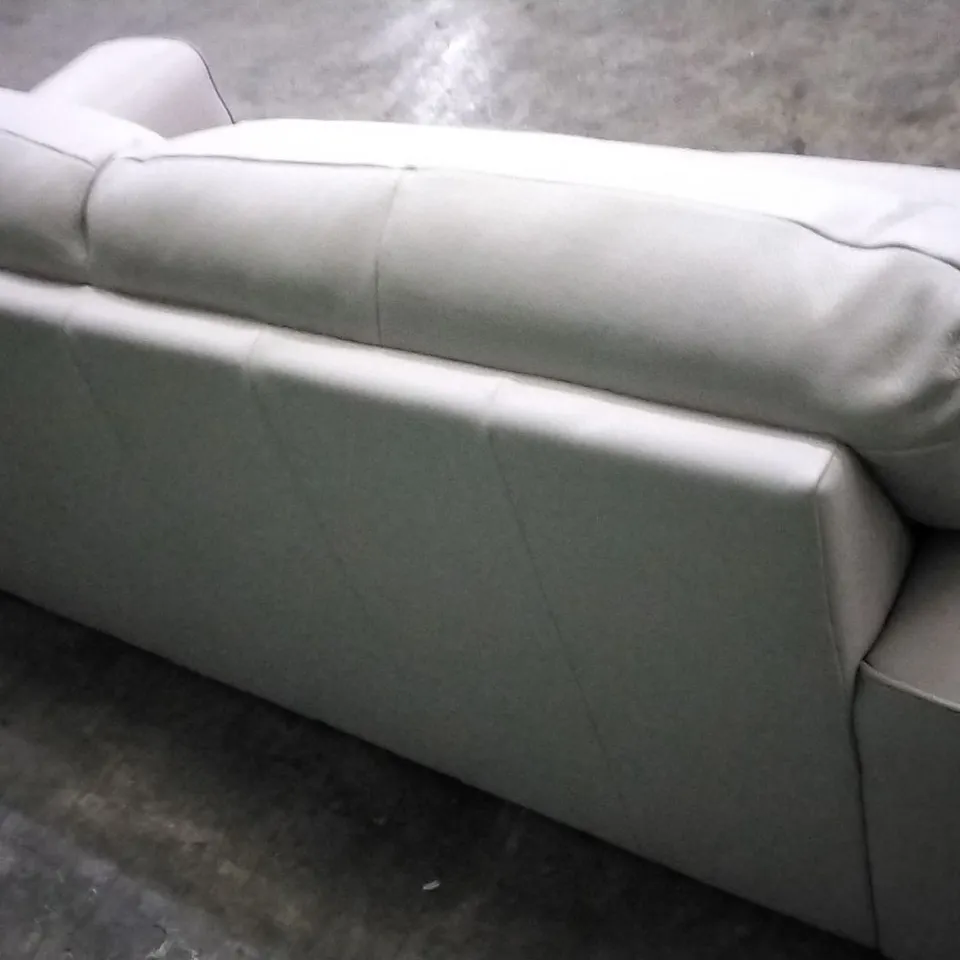 QUALITY ITALIAN DESIGNER MARCOS LARGE 3 SEATER SOFA WHITE GREY LEATHER