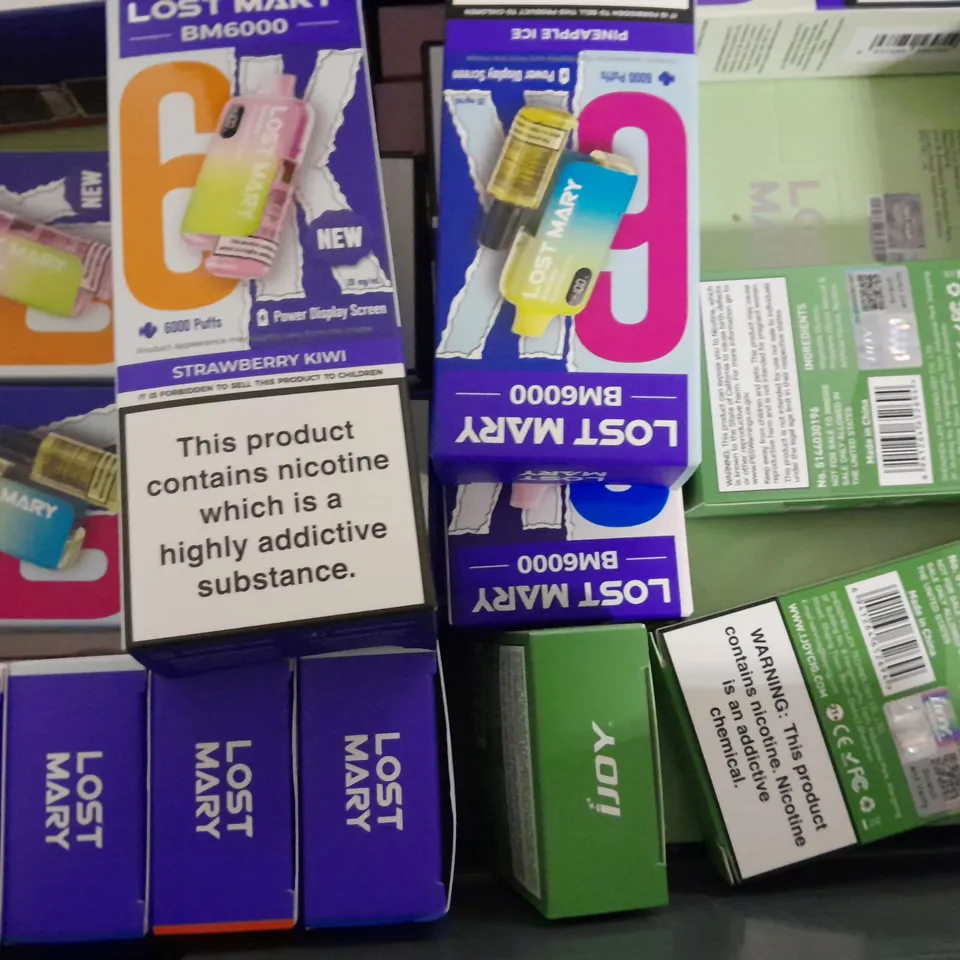 APPROXIMATELY 15 ASSORTED E-CIGARETTE PRODUCTS TO INCLUDE - LOST MARY , CROWN BAR , JUCIY POD ETC