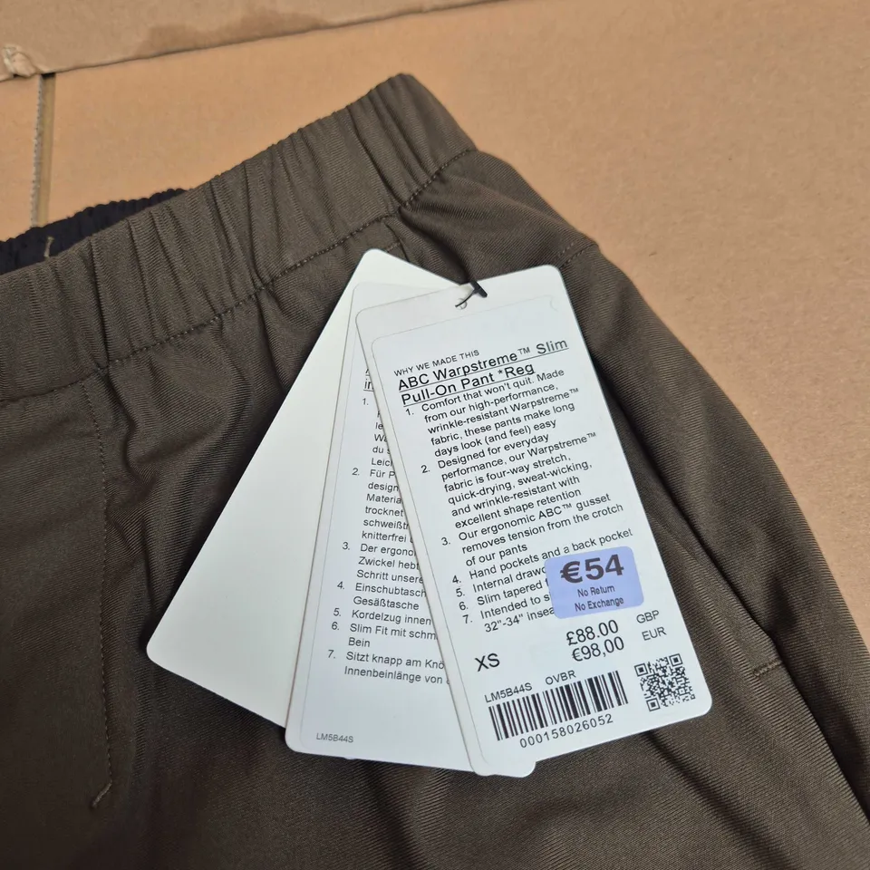 LULULEMON WARPSTREME SLIM PULL-ON PANT – UK XS (US XS), BROWN