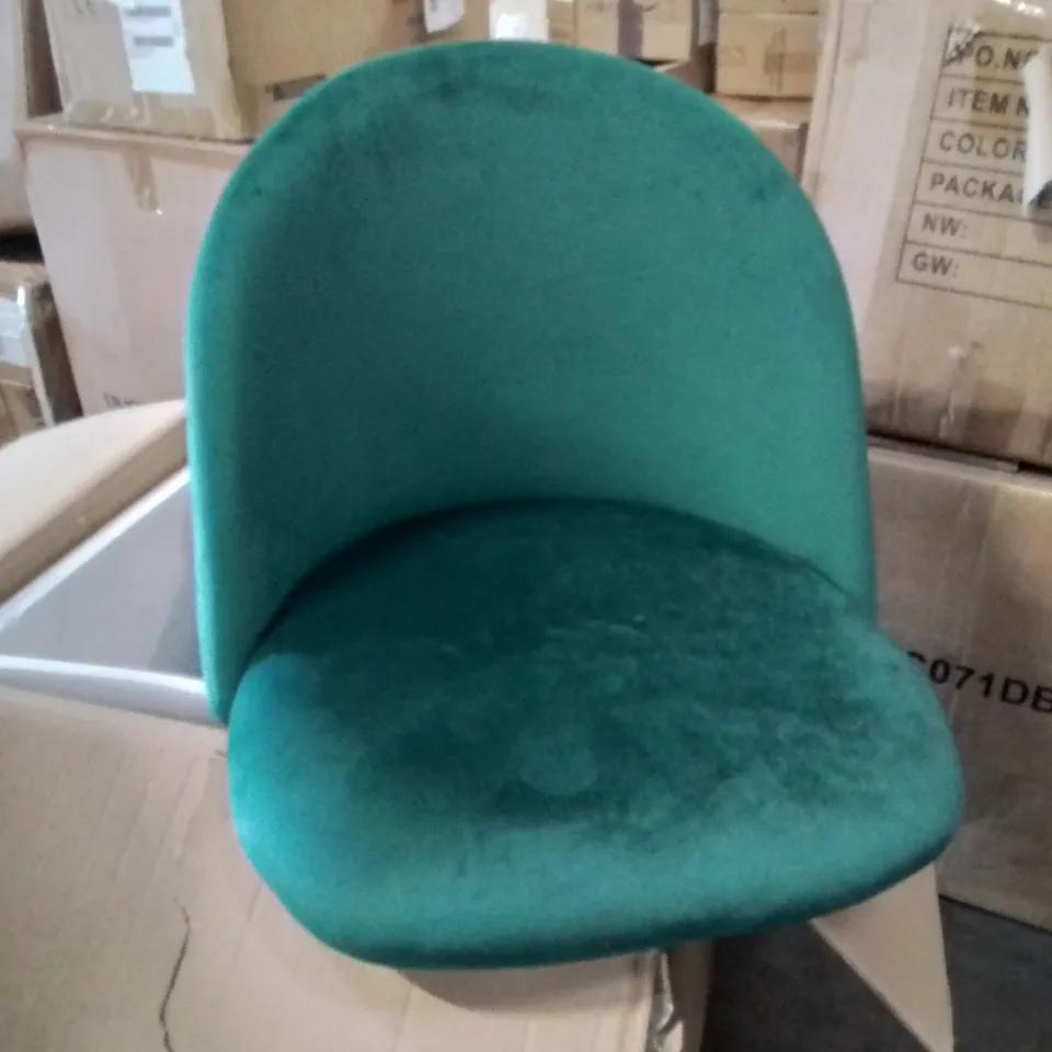 BOXED SHILOH SET OF TWO VELVET UPHOLSTERED GREEN DINING CHAIRS