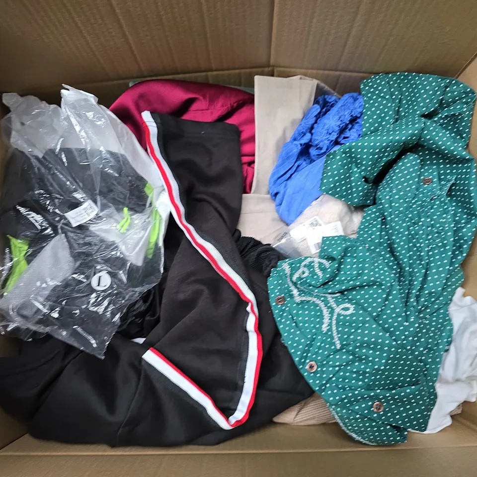 APPROXIMATELY 40 ASSORTED CLOTHING ITEMS IN VARIOUS SIZES, STYLES & COLOURS TO INCLUDE JUMPERS, DRESSES, TOPS, ETC - COLLECTION ONLY