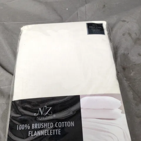 NZ NIGHT ZONE 4 FT FITTED SHEET – 100% BRUSHED COTTON FLANNELETTE – CREAM (122X190 CM)