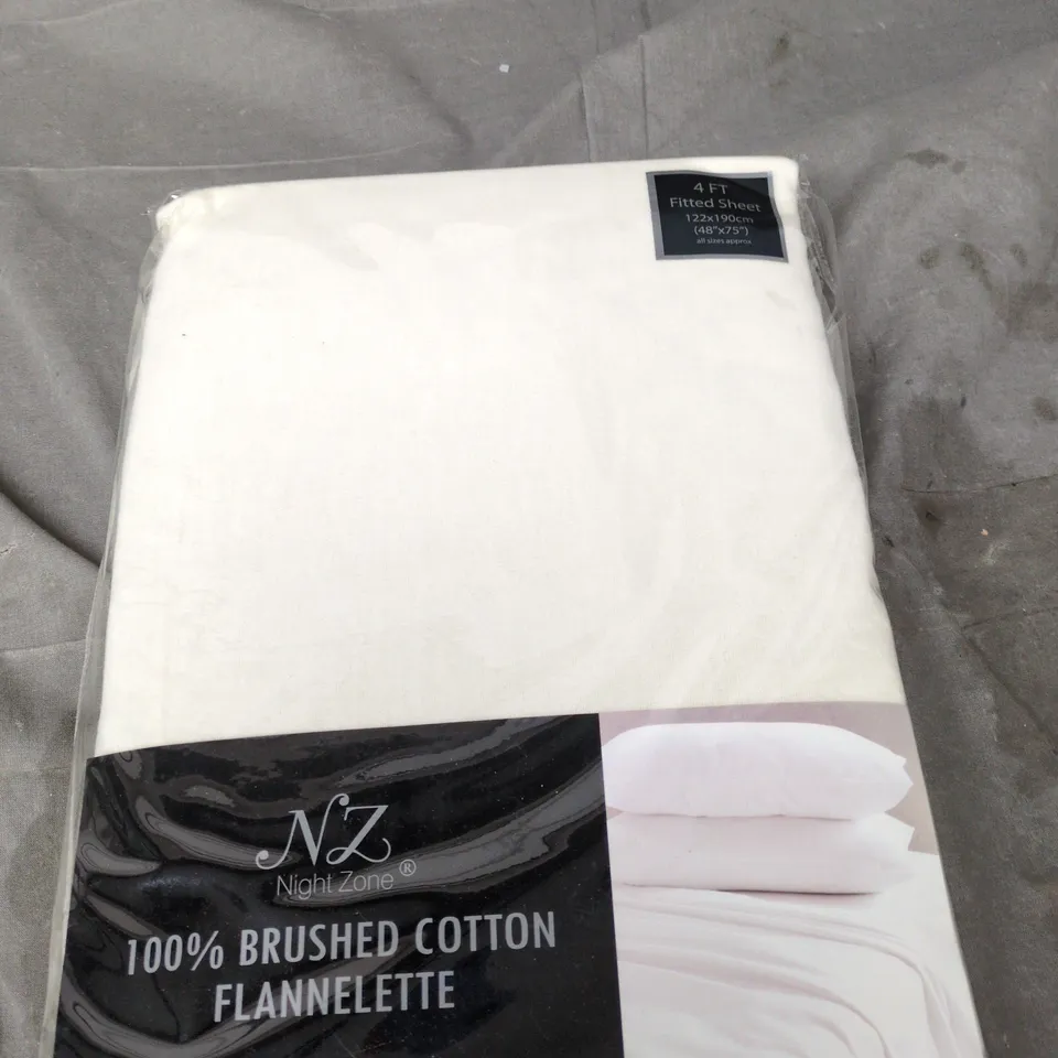 NZ NIGHT ZONE 4 FT FITTED SHEET – 100% BRUSHED COTTON FLANNELETTE – CREAM (122X190 CM)