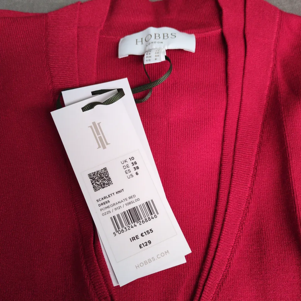 HOBBS SCARLETT KNIT DRESS – POMEGRANATE RED, UK 10