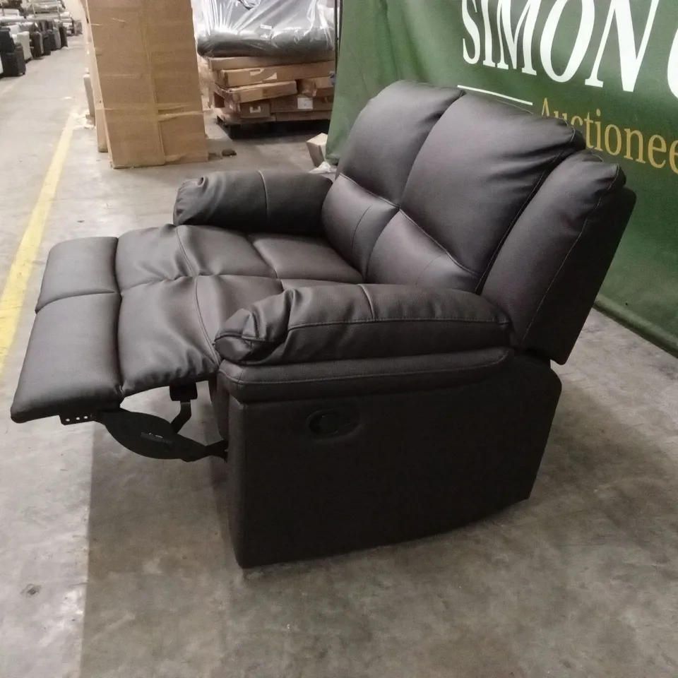ALBION LUXURY FAUX LEATHER 2 SEATER HIGH BACK MANUAL RECLINER SOFA - CHOCOLATE RRP £539