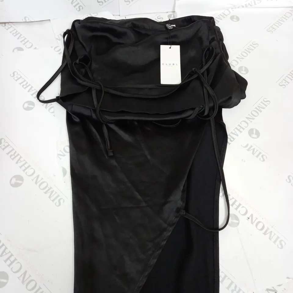 CLUB L BLACK CAMI COWL NECK HEM DRESS SIZE 10