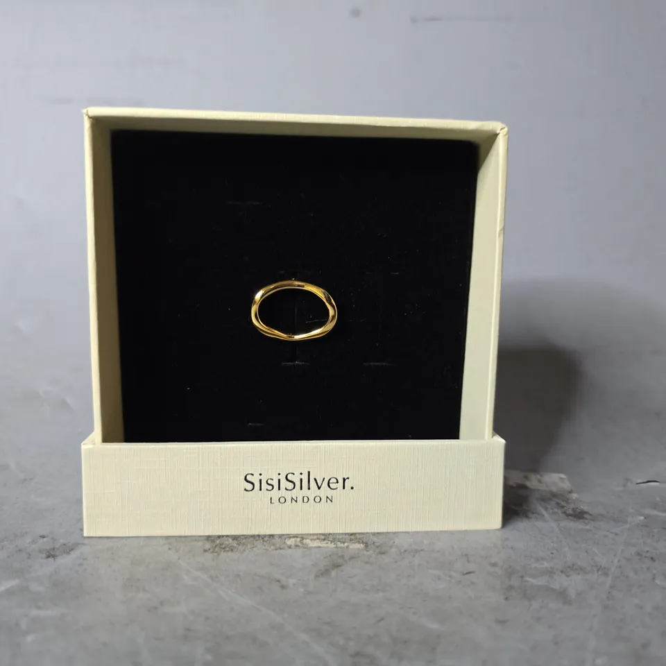 BOXED SISISILVER GOLDEN RING - SIZE UNSPECIFIED 