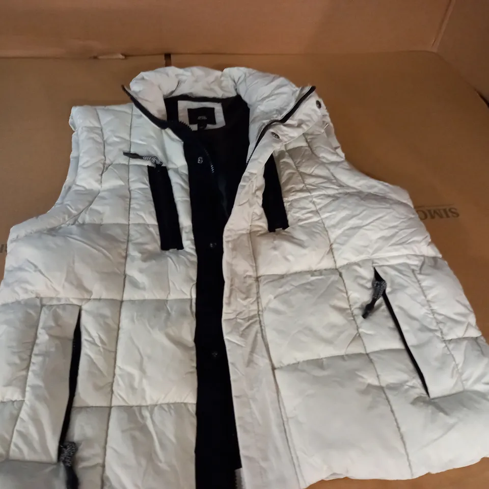 RIVER ISLAND WHITE PADDED BODY WARMER - L