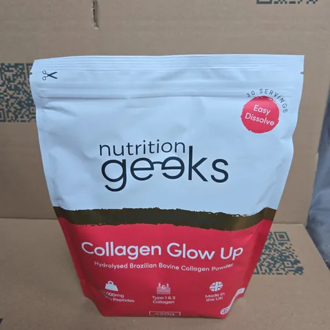 NUTRITION GEEKS COLLAGEN GLOW UP – HYDROLYSED BRAZILIAN BOVINE COLLAGEN POWDER, 30 SERVINGS