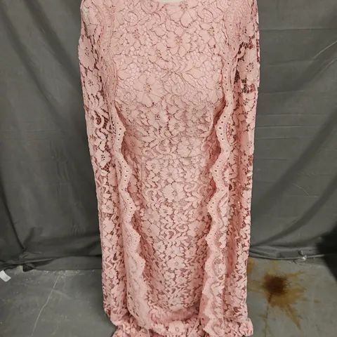 COAST LACE CAPE GOWN IN BLUSH SIZE 10