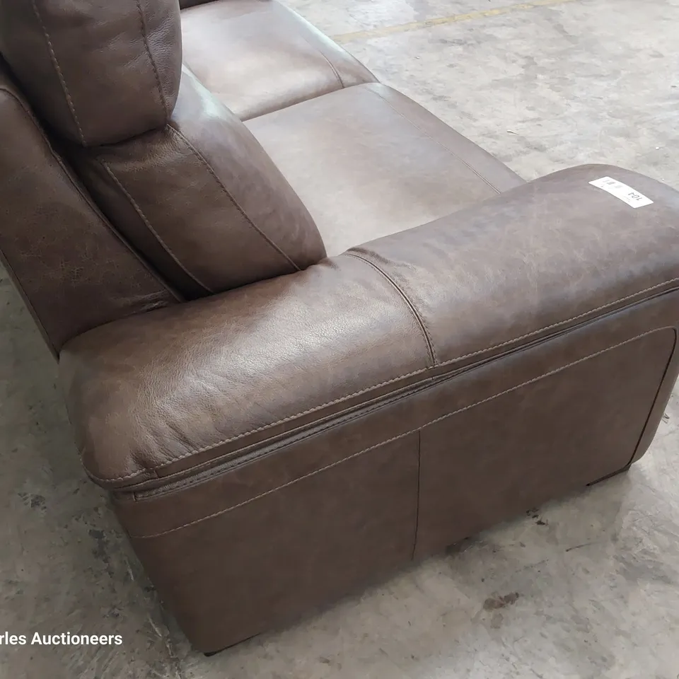 QUALITY ITALIAN DESIGNER MERRY THREE SEATER SOFA IMPERIAL CHOCOLATE LEATHER