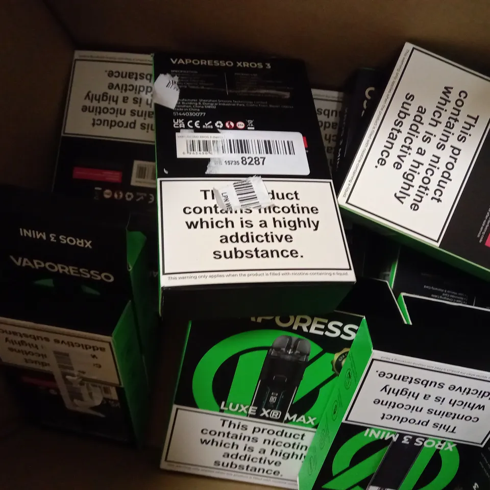 APPROXIMATELY 20 ASSORTED BOXED VAPORESSO VAPING PRODUCTS TO INCLUDE XROS 3, XROS 3 NANO, LUXE XR MAX ETC.