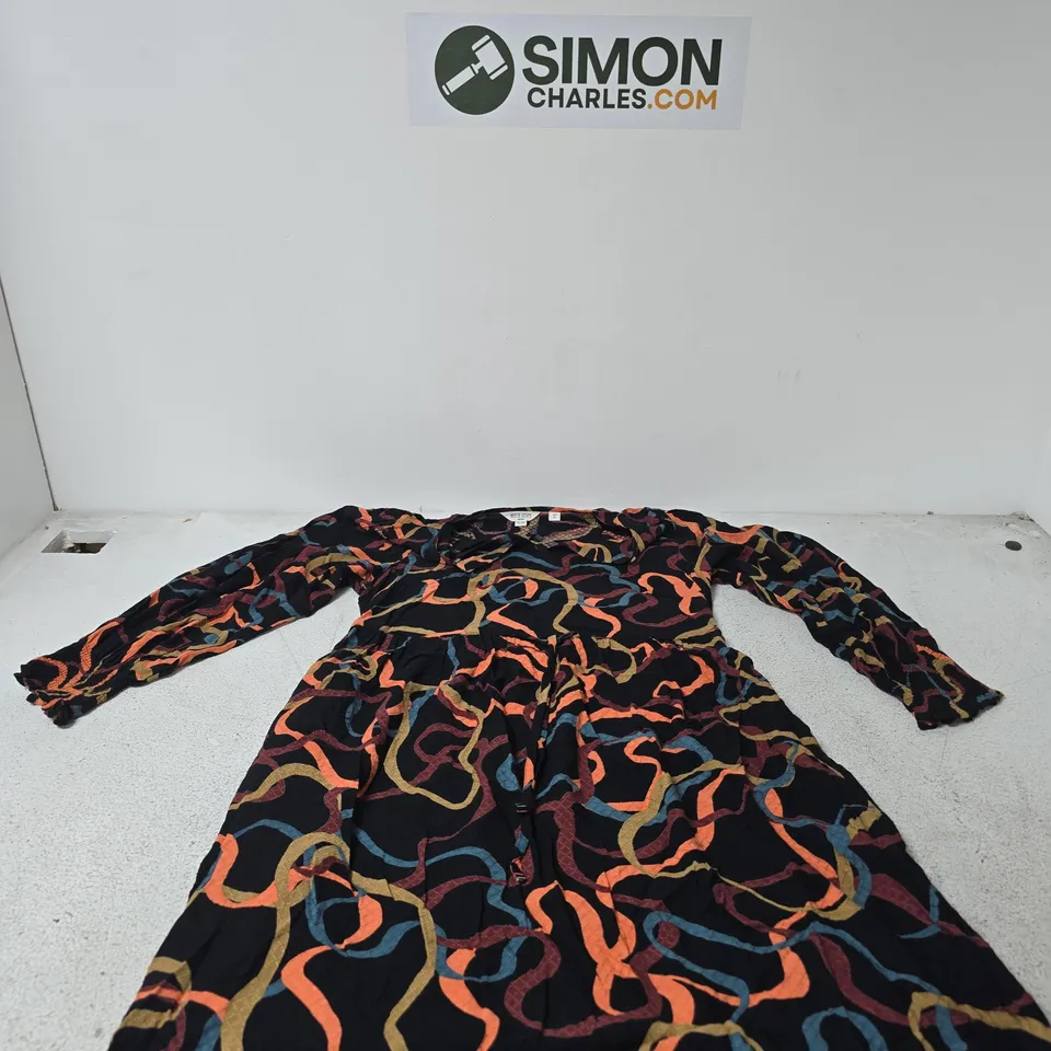 WHITE STUFF PETITE DRESS – MULTICOLOURED ABSTRACT PATTERN, UK 12P (EU 40P, US 8P)