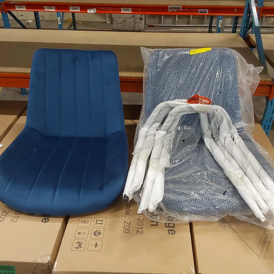 LAUSE SET OF 2 VELVET DINING CHAIRS - BLUE 