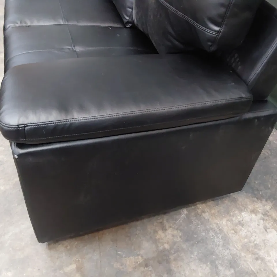 DESIGNER TWO SEATER SOFA BLACK LEATHER 