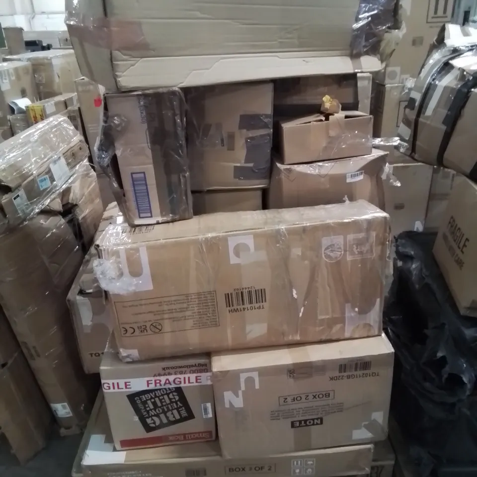 PALLET CONTAINING VARIOUS ASSORTED INCOMPLETE FURNITURE PARTS AND OTHER HOUSEHOLD ITEMS 