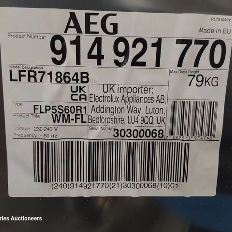 AEG 7000 SERIES PRO STEAM 8KG WASHING MACHINE WHITE MODEL LFR71864B RRP £709