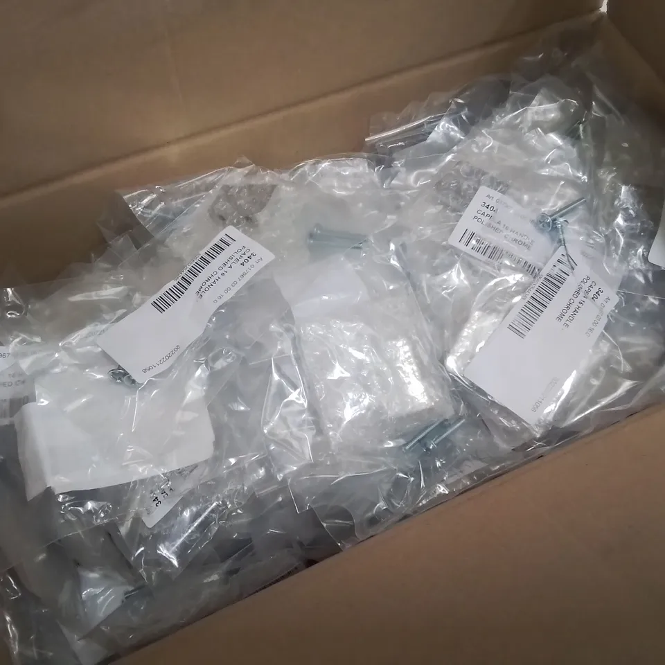 LOT OF APPROXIMATELY 50 BRAND NEW CAPELLA 32X8MM POLISH CHROME HANDLES