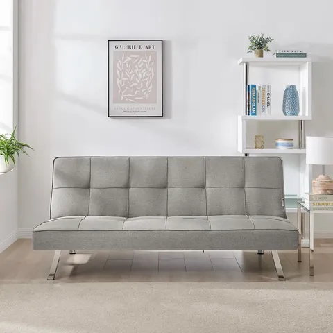 BOXED NATILIE 3 SEATER UPHOLSTERED SOFA BED - GREY (1 BOX)