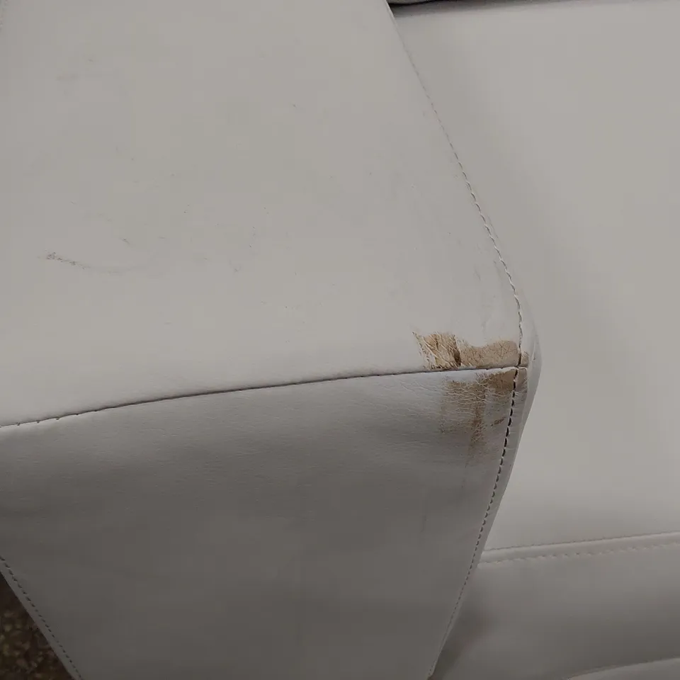 DESIGNER TWO SEATER SOFA WHITE LEATHER 