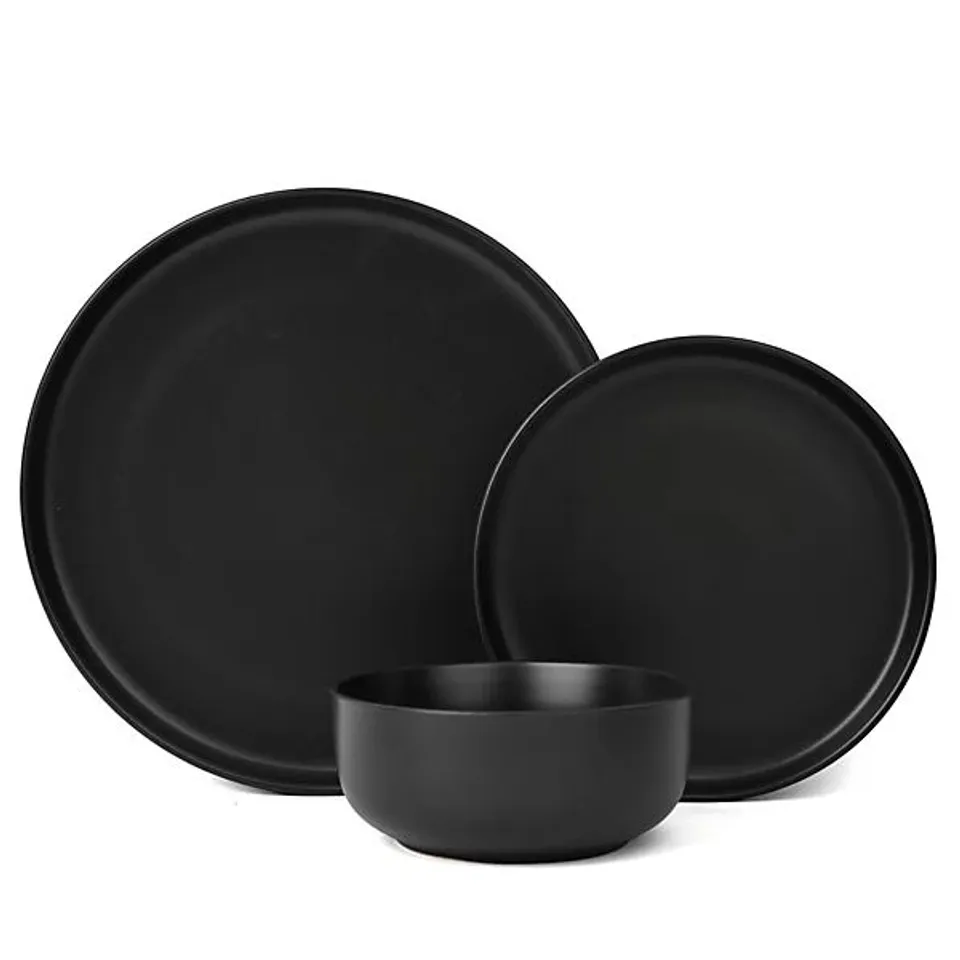 BOXED 18PC BLACK SOLID COLOUR COUPE DINNER SET ( 1 BOX)