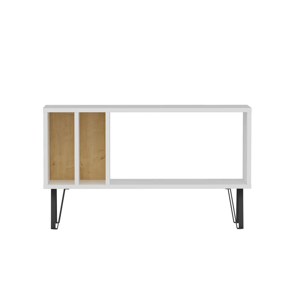 BOXED ARVEN TV STAND IN WHITE/OAK