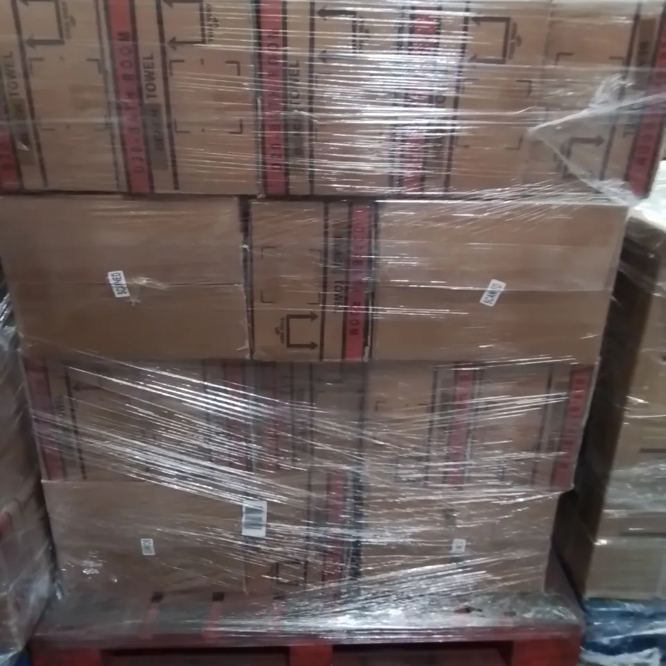 PALLET CONTAINING APPROXIMATELY 40 6-PACK BOXES OF BRAND NEW SUMMER THEMED BEACH TOWELS 