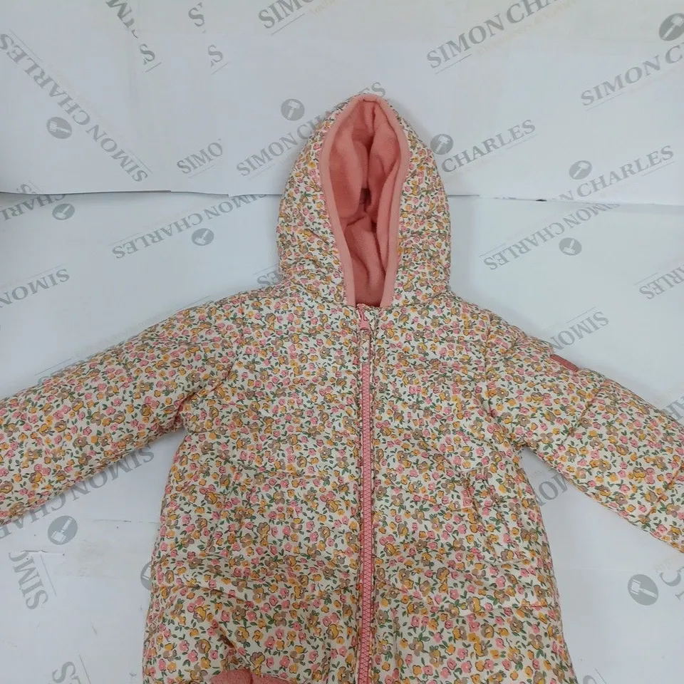 BABY GIRLS FLORAL PATTERN PADDED COAT SIZE UNSPECIFIED