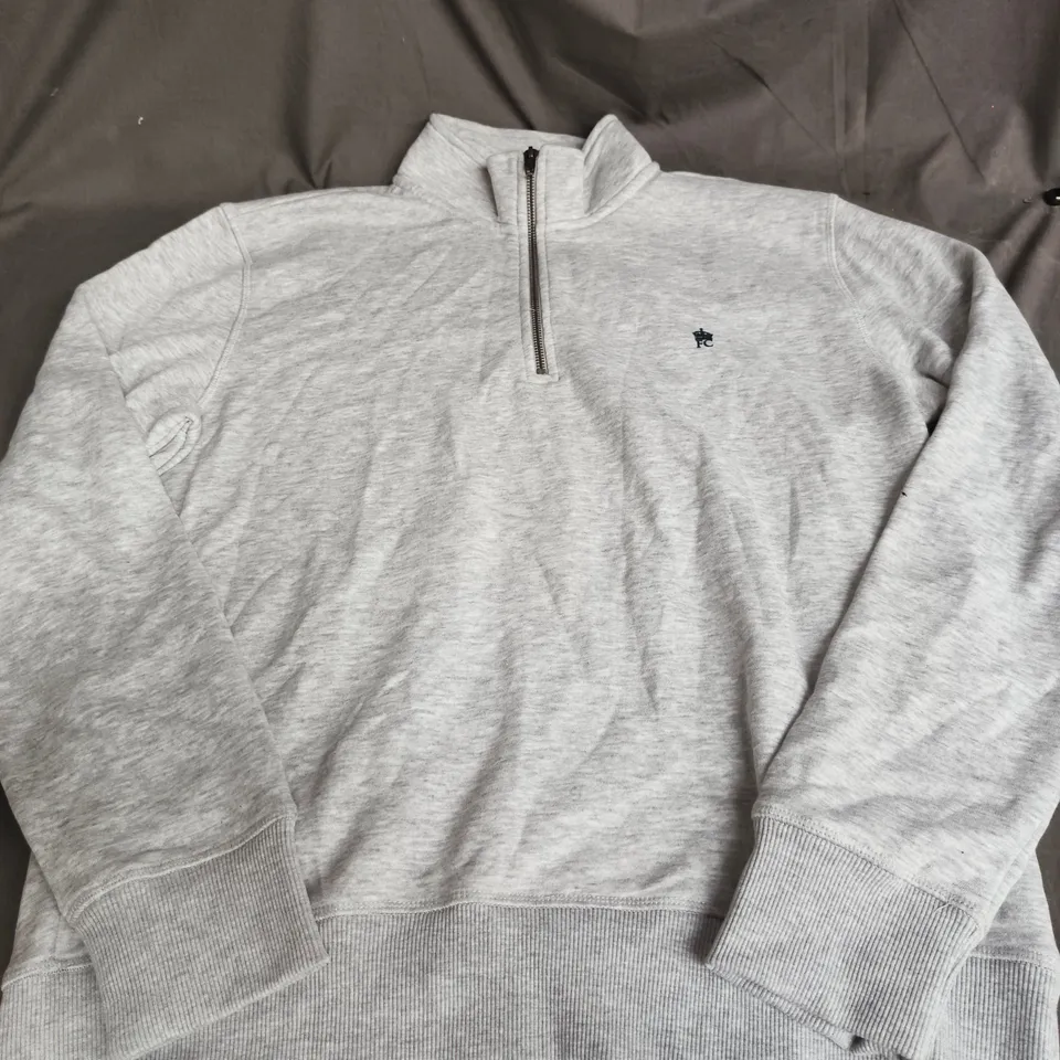 FRENCH CONNECTION LIGHT GREY QUARTER ZIP SIZE L