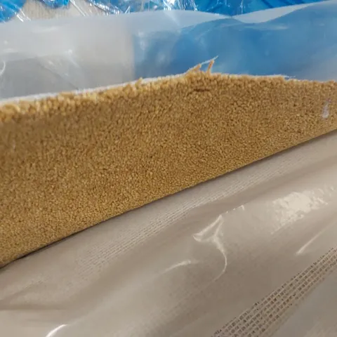 ROLL OF QUALITY DURHAM TWIST OLD GOLD CARPET - APPROXIMATELY 8.2 x 4m