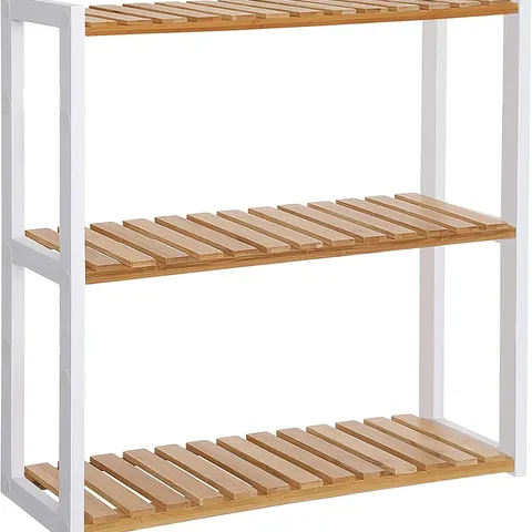 BOXED SONGMICS BAMBOO BATHROOM SHELF, 3-TIER ADJUSTABLE PLANTS RACK