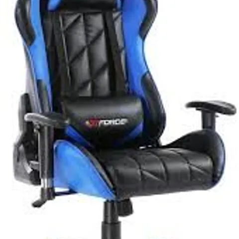BOXED GT FORCE TURBO BLACK/BLUE FAUX LEATHER RACING SPORTS OFFICE CHAIR (1 BOX)
