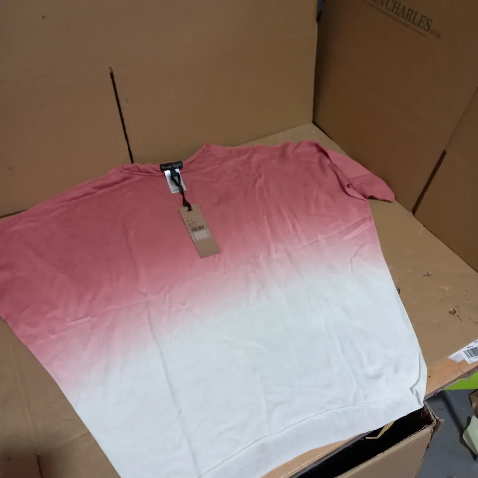 PHSSE EIGHT BECCA OMBRE PINK/WHITE SHORT SLEEVE JUMPER UK SMALL 
