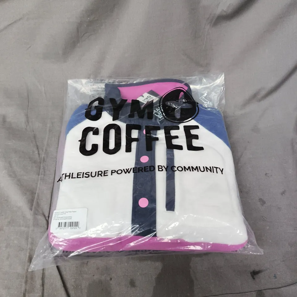 GYM PLUS COFFE SNAP POLAR FLEECE JACKET – PINK, SIZE M 