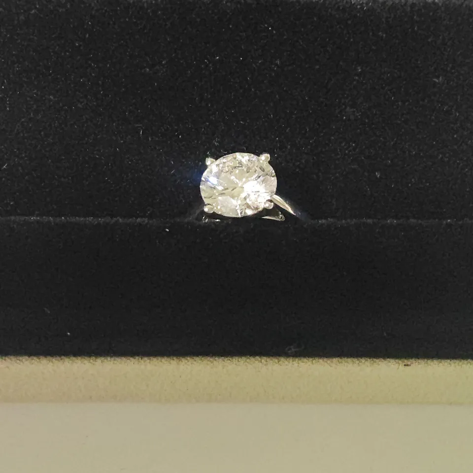 9CT WHITE GOLD SOLITAIRE RING SET WITH A LAB GROWN DIAMOND WEIGHING +-3.01CT