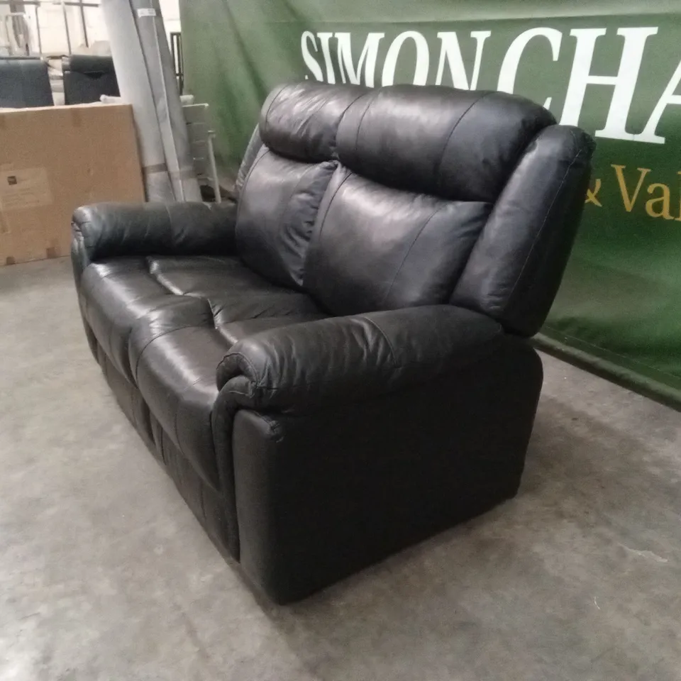 QUALITY DESIGNER 2 SEATER LEATHER SOFA - BLACK