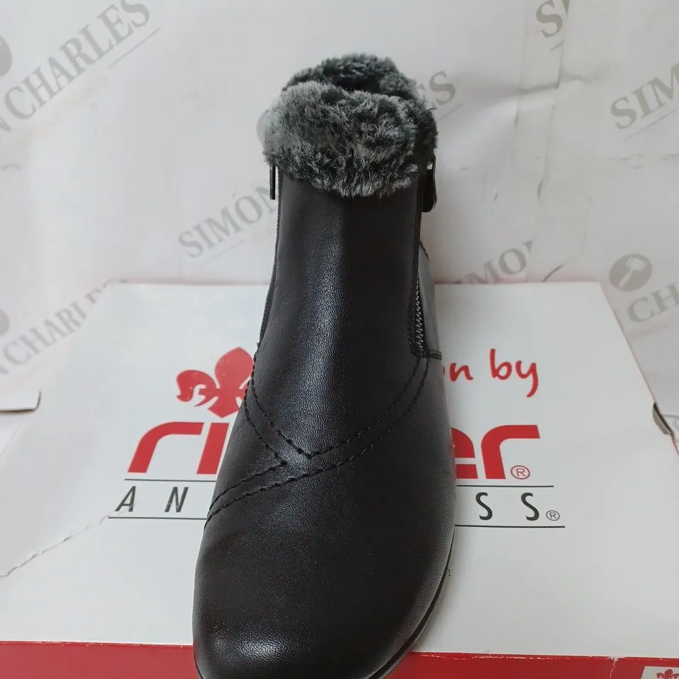 BOXED RIEKER FUR CUFF BOOTS, BLACK - SIZE 6.5