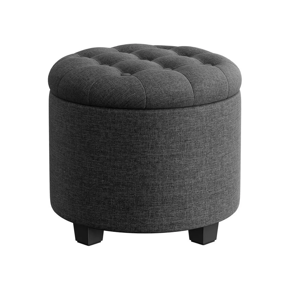 BOXED SONGMICS ROUND OTTOMAN WITH STORAGE AND FOOTREST