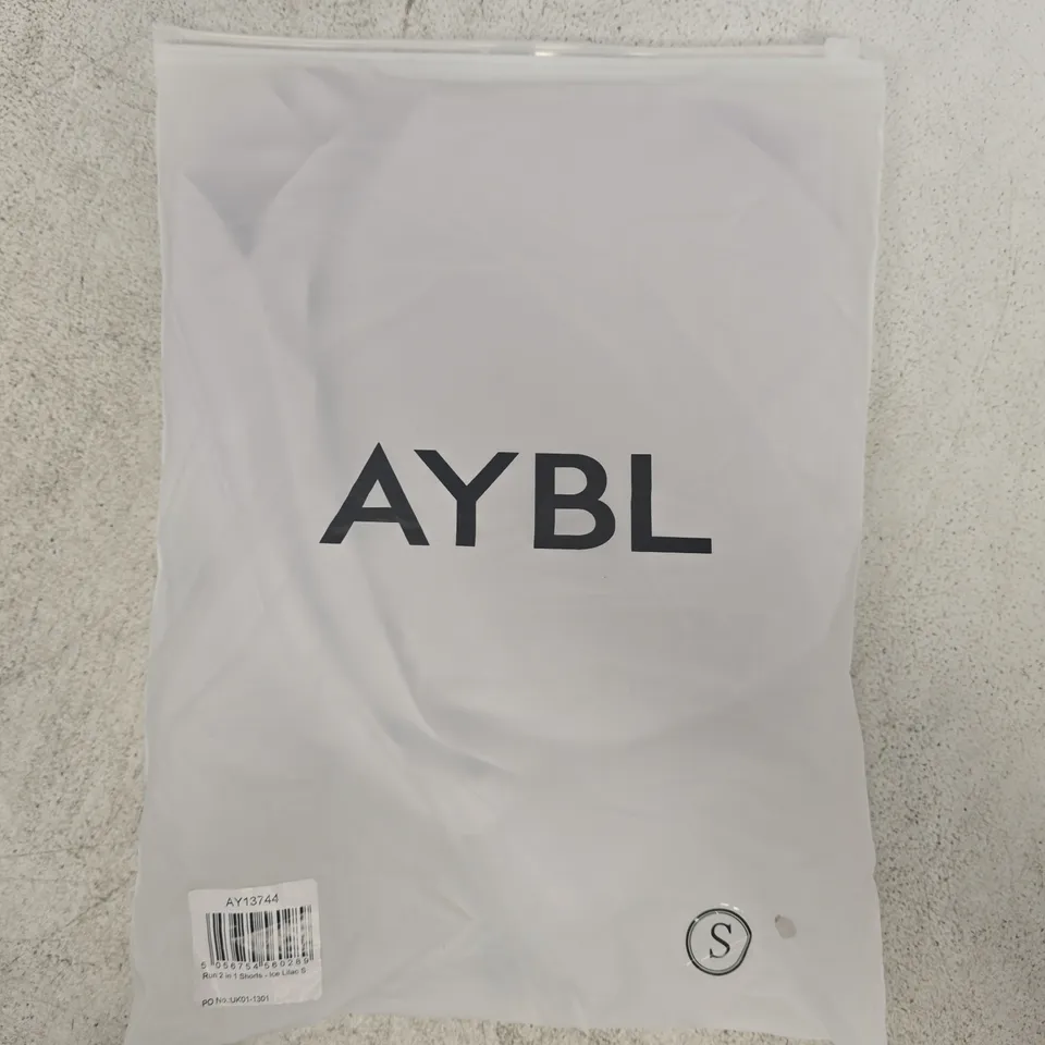 BAGGED AYBL RUN 2-IN-1 SHORTS IN ICE LILAC SIZE SMALL